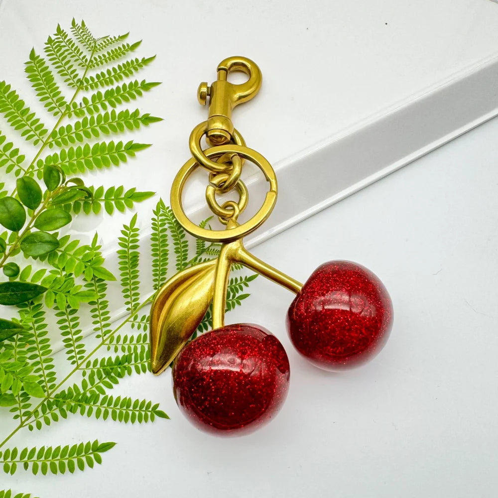Red Cherry Pendant Keychain Charm