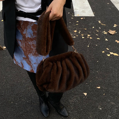 Women’s Faux Fur Cloud Shoulder Bag