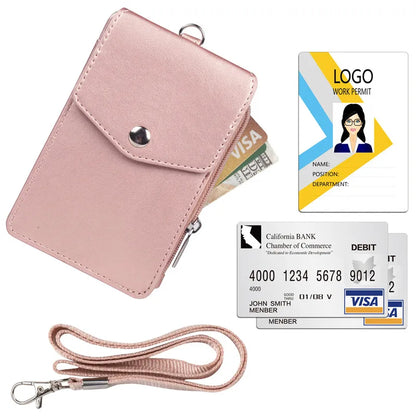 PU Lanyard Badge Holder with Zipper