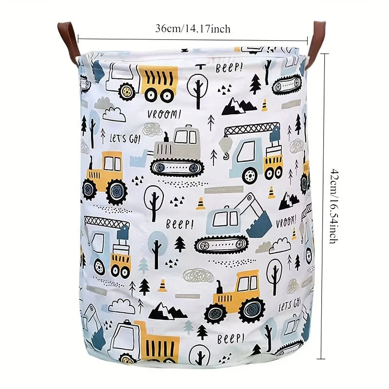 Large-Capacity Foldable Construction Vehicle Laundry Basket
