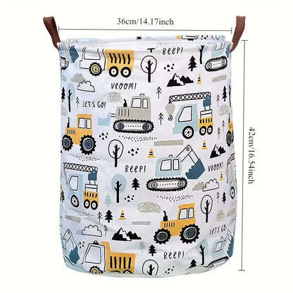 Large-Capacity Foldable Construction Vehicle Laundry Basket
