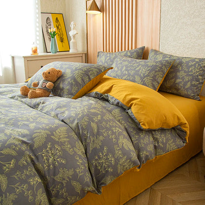 Flower Printed Washed Cotton Duvet Cover