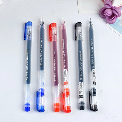 6Pcs Large-capacity Ink Diamond Tip Gel Pen 0.38mm Black/Blue/Red Refill