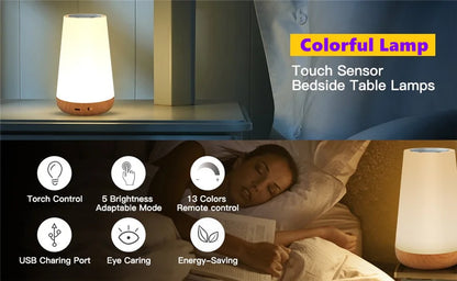 Rechargeable RGB Bedside Lamp with Remote Control