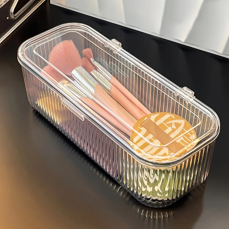 Acrylic Makeup Brush Organizer with Lid
