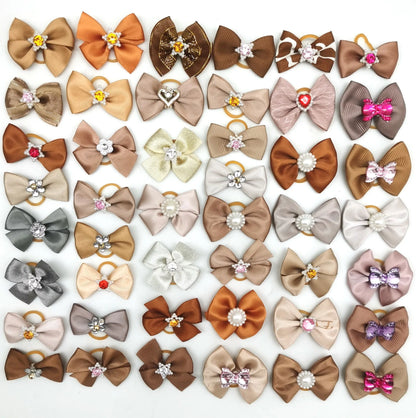 Dog Hair Bows with Pearl & Rhinestone Accents
