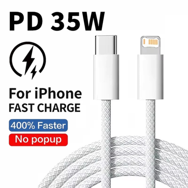 35W USB-C to Lightning Braided Fast Charging Cable for iPhone