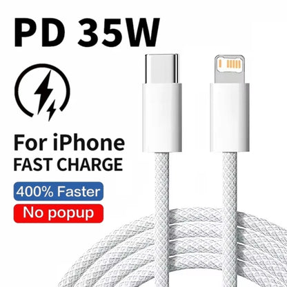 35W USB-C to Lightning Braided Fast Charging Cable for iPhone