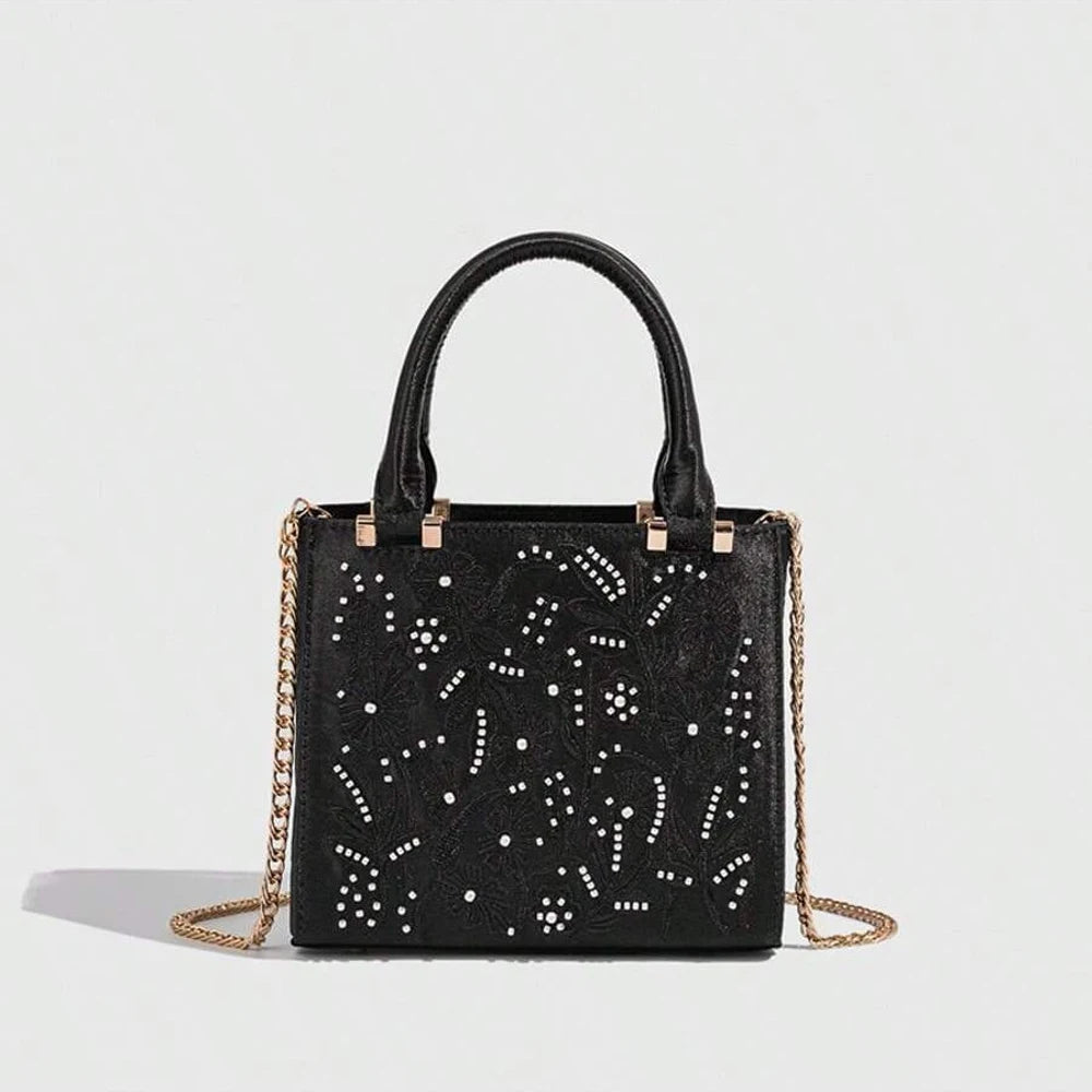 Pearl Beaded Mini Tote Bag