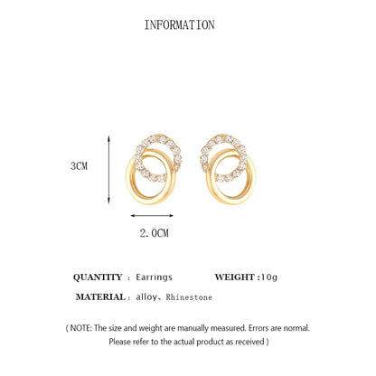 Gold Color Double Hoop Geometric Stud Earrings