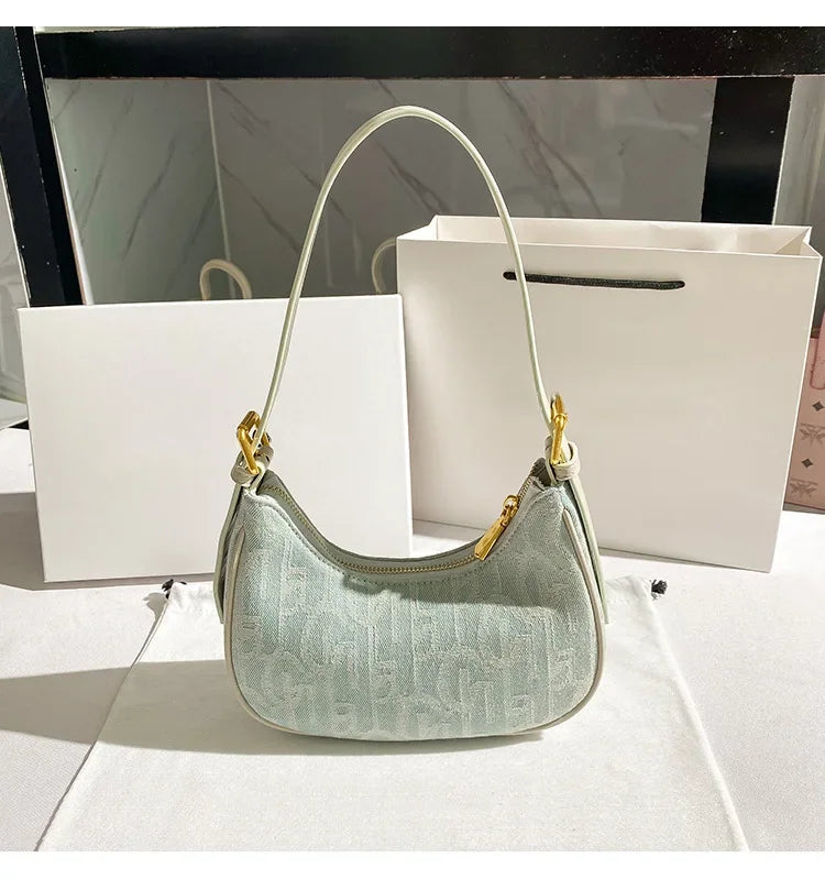 Pleated Crescent Shoulder Bag for Women