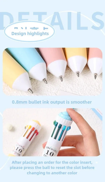 0.8mm Soft Grip Multi-Colour Ballpoint Pen for Drawing & Writing