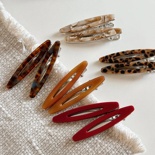 Acetate Hollow Oval Hair Clips Set
