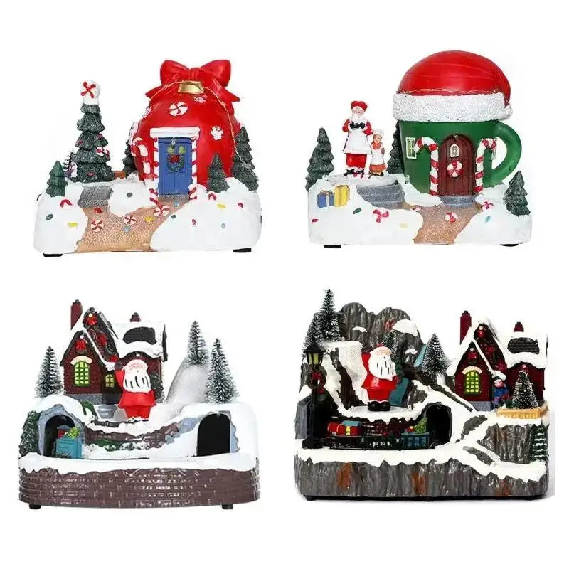 Rotating Light-Up Christmas Resin Music Box