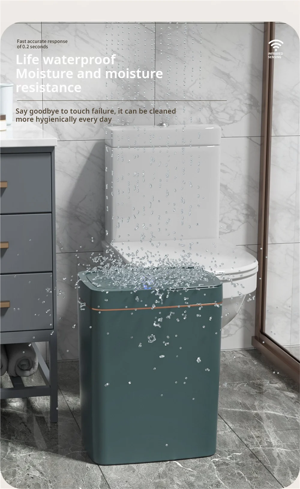 Smart Bathroom Trash Can 15L