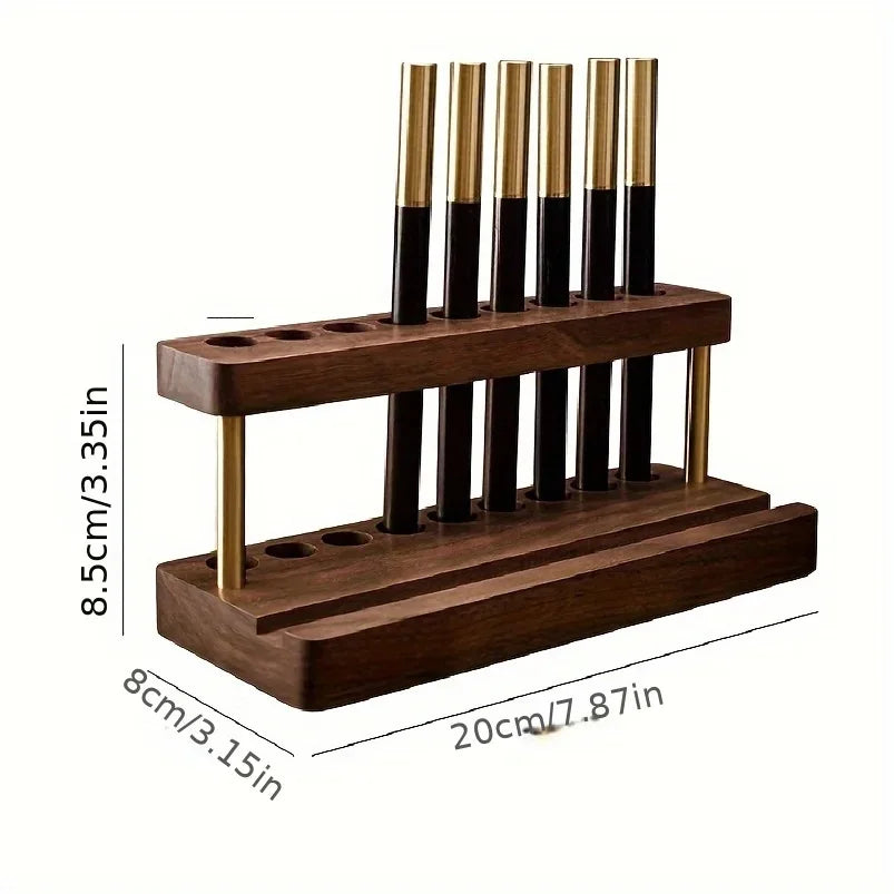 Walnut Wood Desk Organizer with Pen Holder and Phone Stand