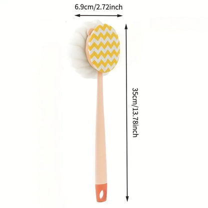 Long Handle Shower Body Brush with Loofah & Exfoliating Bristles