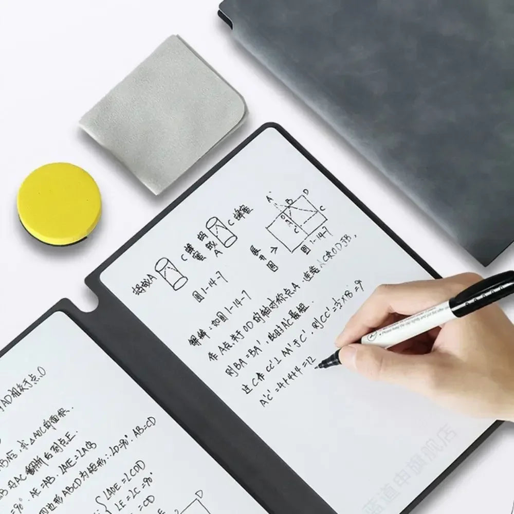 A5 Reusable Whiteboard Notebook Set with Pen & Erasing Cloth