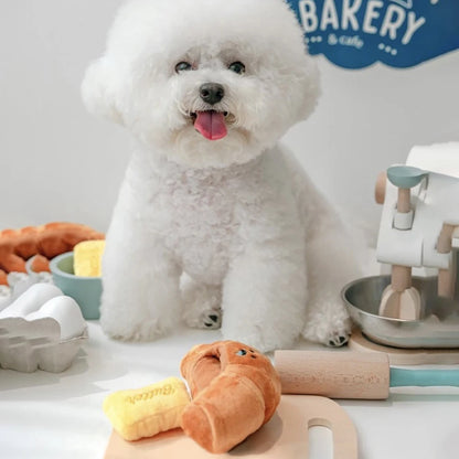 Croissant Plush Dog Toy – Chew & Interactive Puppy Toy