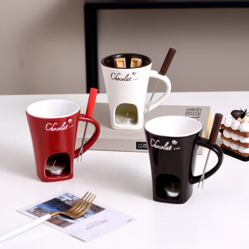 Ceramic Chocolate Fondue Mug Set