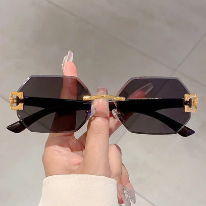 Vintage Rimless Polygon Sunglasses