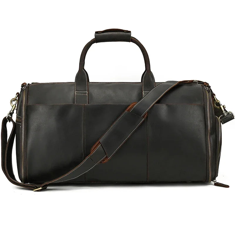 Crazy Horse Leather Travel Bag for Suits