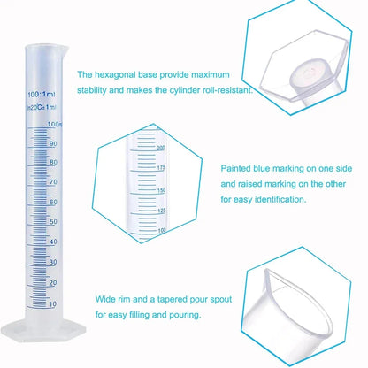 Plastic Graduated Measuring Cylinder with Hexagonal Base
