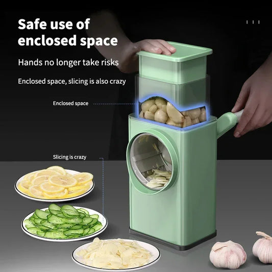 Rotary Vegetable Chopper with 3 Stainless Steel Blades