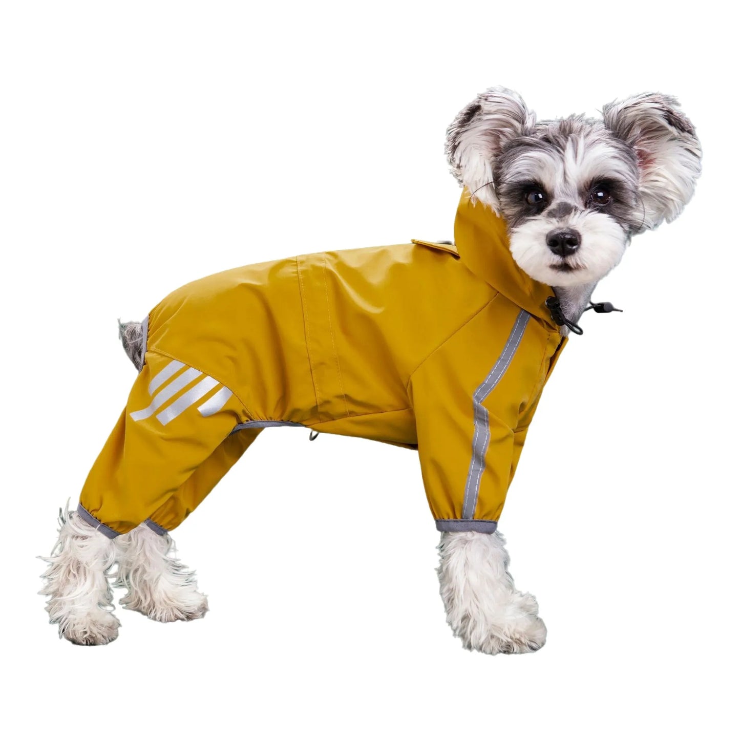 Full-Body Waterproof Dog Overalls with Reflective Strips & Hood