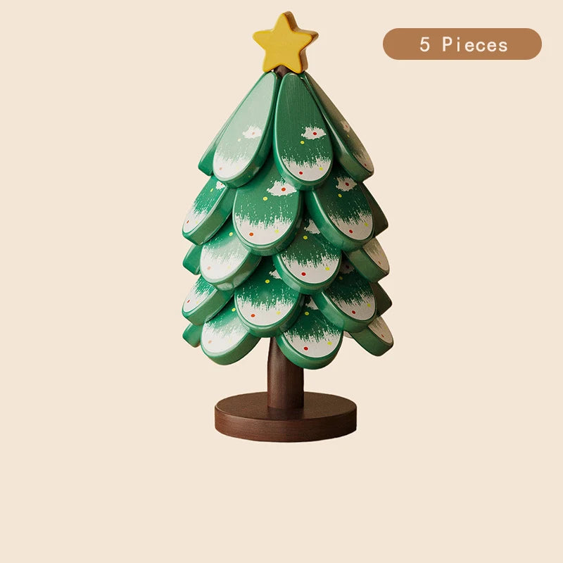 Wooden Christmas Tree Trivet Set