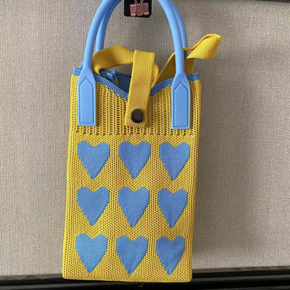 Knitted Heart Mini Crossbody Phone Bag