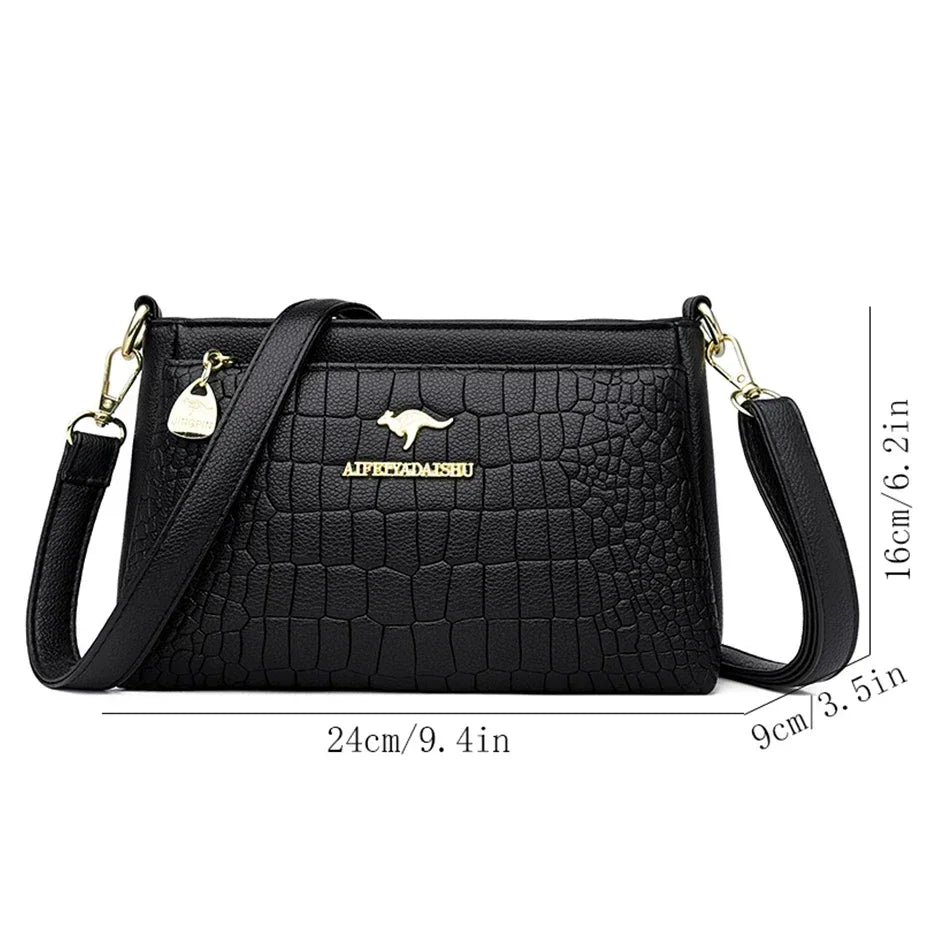 Casual Floral Embossed Leather Crossbody Shoulder Bag