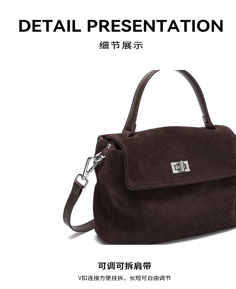 Women’s Suede Leather Flap Shoulder & Crossbody Bag