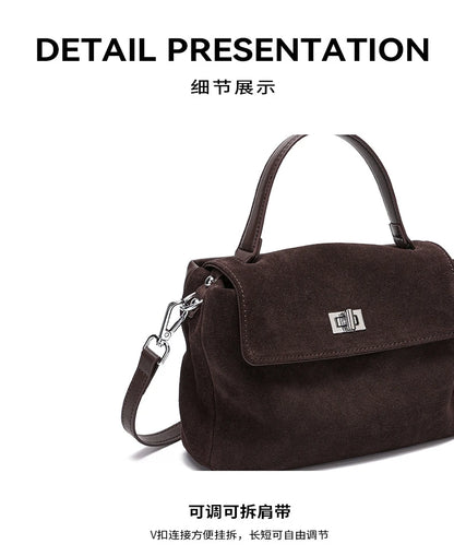 Women’s Suede Leather Flap Shoulder & Crossbody Bag