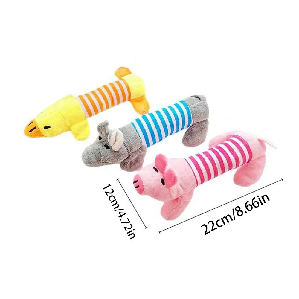 Plush Squeaky Dog Toy – Duck, Pig & Elephant