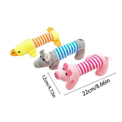 Plush Squeaky Dog Toy – Duck, Pig & Elephant