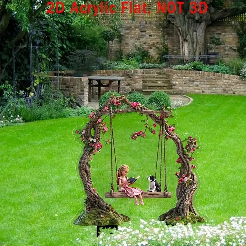 Swing Girl Garden Ornament