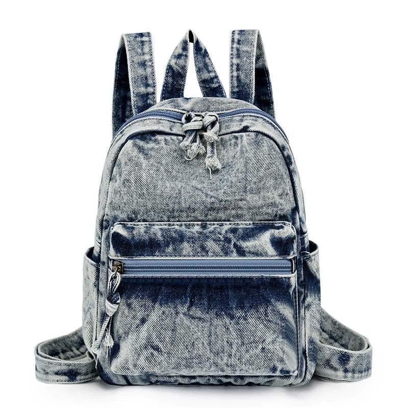 Women’s Washed Denim Casual Backpack