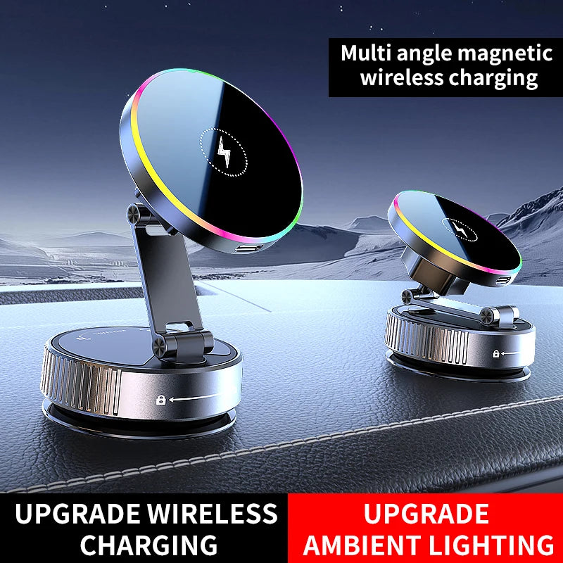 15W Wireless Car Charger Phone Holder with RGB Light
