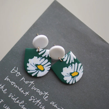 Flower Abstract Art Deco Pattern Earrings