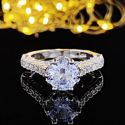 Silver-Plated Cubic Zirconia Ring