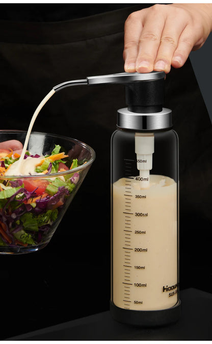 Glass Pump Sauce Dispenser Bottle