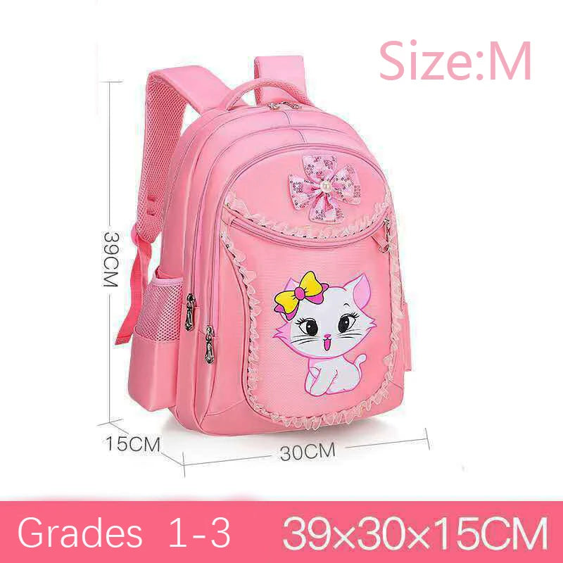 Pink Cat Bowknot Kids School Backpack