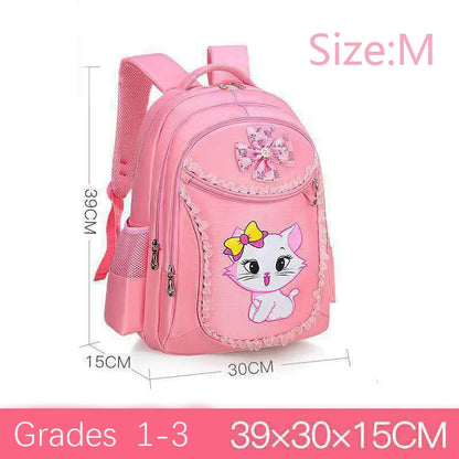 Pink Cat Bowknot Kids School Backpack