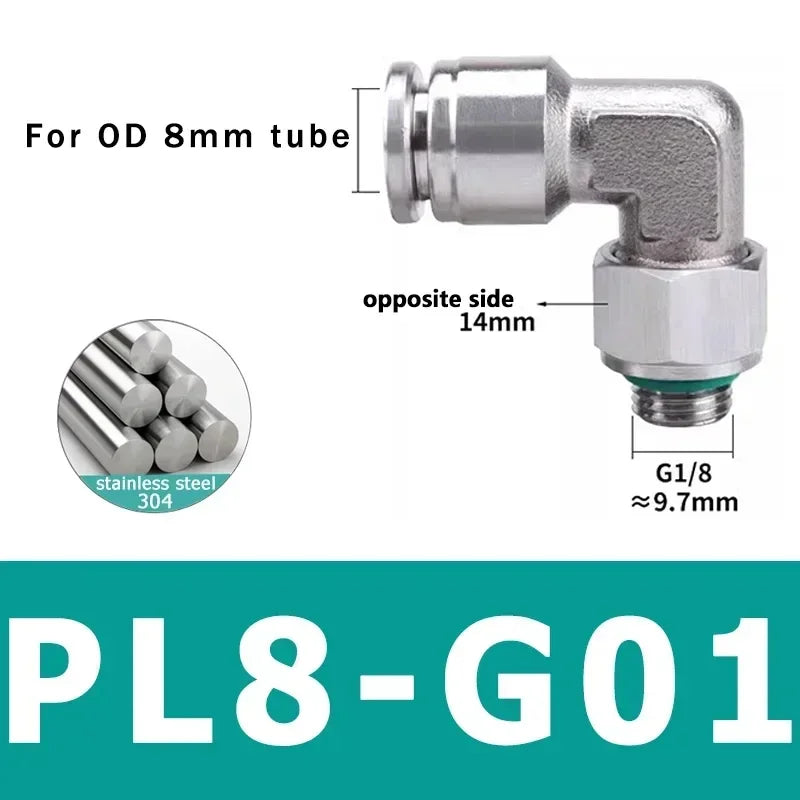 304 Stainless Steel Pneumatic Hose Connector Set