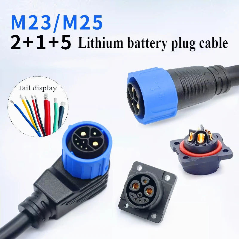 M23 IP67 Battery Charging Connector Plug – 50A