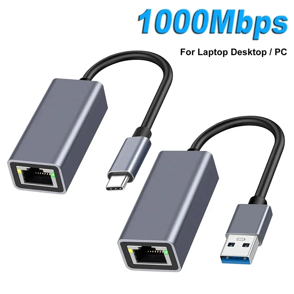 USB Type-C Gigabit LAN Adapter for MacBook, Windows & Android