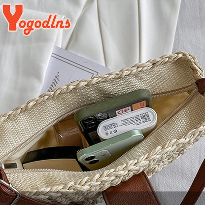 Handmade Half Moon Straw Crossbody Bag