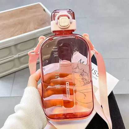 Flat Square Transparent Water Bottle
