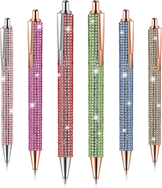 Sparkly Retractable Black Ink Pens for Office, School & Gifts